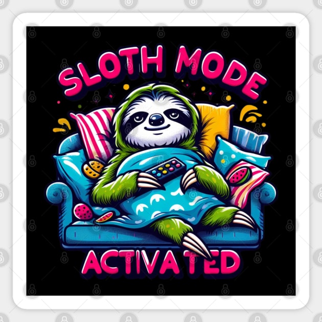 Sloth Mode Activated – Cute Funny Lazy Animal Pun Gift Sticker by MakerMind8.2